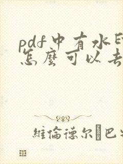 pdf中有水印怎么可以去除