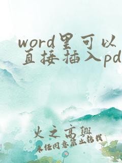 word里可以直接插入pdf吗