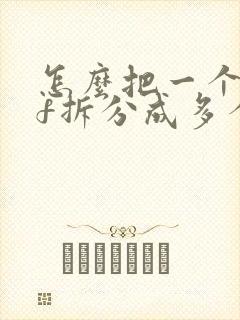 怎么把一个pdf拆分成多个