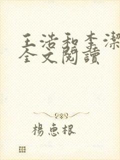 王浩和李洁小说全文阅读