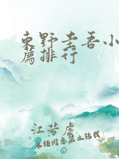东野圭吾小说推荐排行