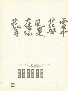 我在风花雪月里等你是哪年的小说