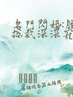 名门闪婚:腹黑总裁深深宠 大土豪