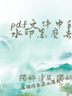 pdf文件中的水印怎么去掉