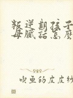 叛逆期孩子骂父母脏话怎么治