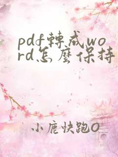 pdf转成word怎么保持原来的格式