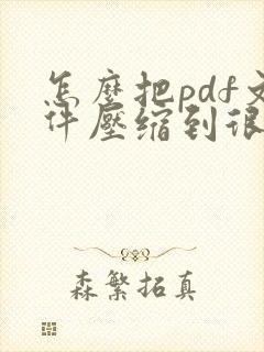 怎么把pdf文件压缩到很小