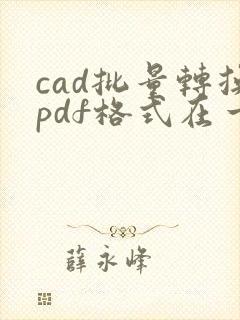 cad批量转换pdf格式在一个文件