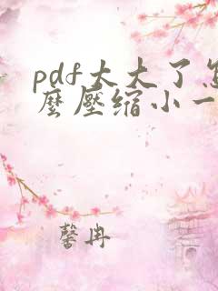 pdf太大了怎么压缩小一点呢