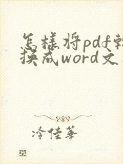 怎样将pdf转换成word文档