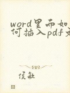 word里面如何插入pdf文档