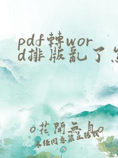 pdf转word排版乱了怎么调整