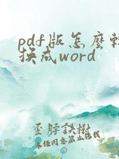 pdf版怎么转换成word