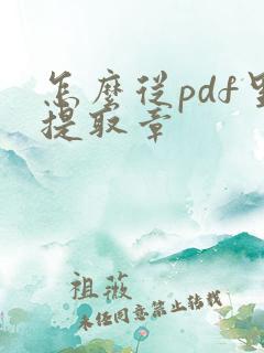 怎么从pdf里提取章