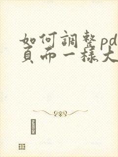 如何调整pdf页面一样大小一致