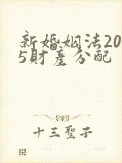 新婚姻法2025财产分配