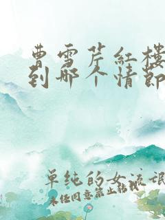 曹雪芹红楼梦写到哪个情节