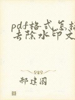pdf格式怎样去除水印文字