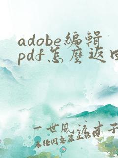 adobe编辑pdf怎么返回上一步
