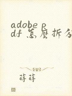 adobe pdf 怎么拆分