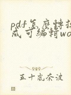 pdf怎么转换成可编辑word文档