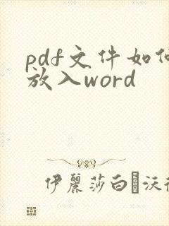 pdf文件如何放入word