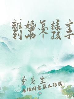 离婚怎样才能得到两个孩子的抚养权