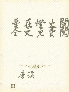 爱在灯火阑珊处全文免费阅读