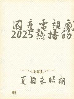 国产电视剧推荐2025热播的剧