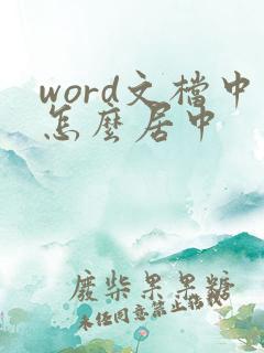 word文档中怎么居中
