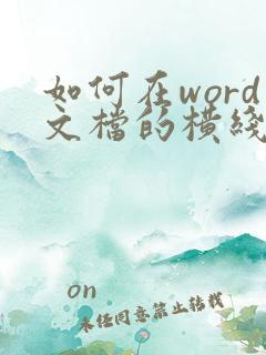如何在word文档的横线上编辑文字