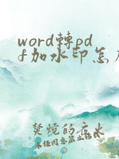 word转pdf加水印怎么弄