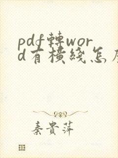 pdf转word有横线怎么去掉