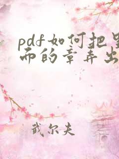 pdf如何把里面的章弄出来