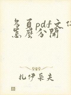 多页pdf文件怎么分开