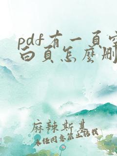 pdf有一页空白页怎么删除
