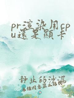 pr渲染用cpu还是显卡