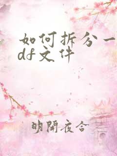 如何拆分一个pdf文件