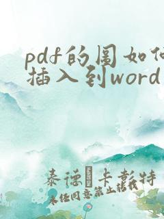 pdf的图如何插入到word
