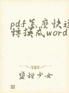 pdf怎么快速转换成word文档