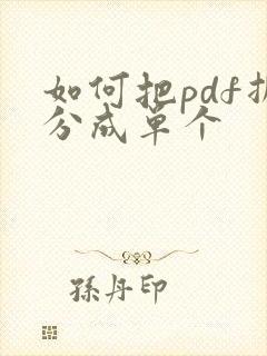 如何把pdf拆分成单个