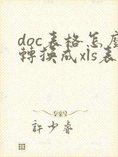 doc表格怎么转换成xls表格