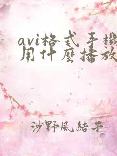 avi格式手机用什么播放器打开