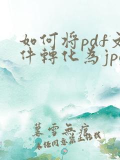 如何将pdf文件转化为jpg格式