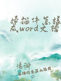 扫描件怎样转换成word文档
