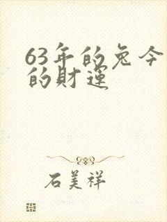 63年的兔今年的财运