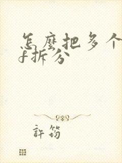 怎么把多个pdf拆分