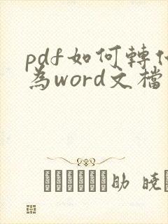 pdf如何转化为word文档免费