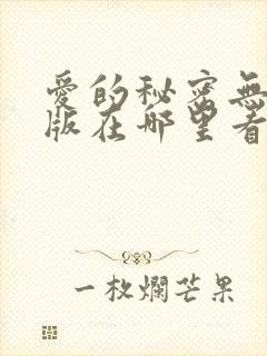 爱的秘密无删减版在哪里看