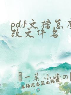 pdf文档怎么改文件名